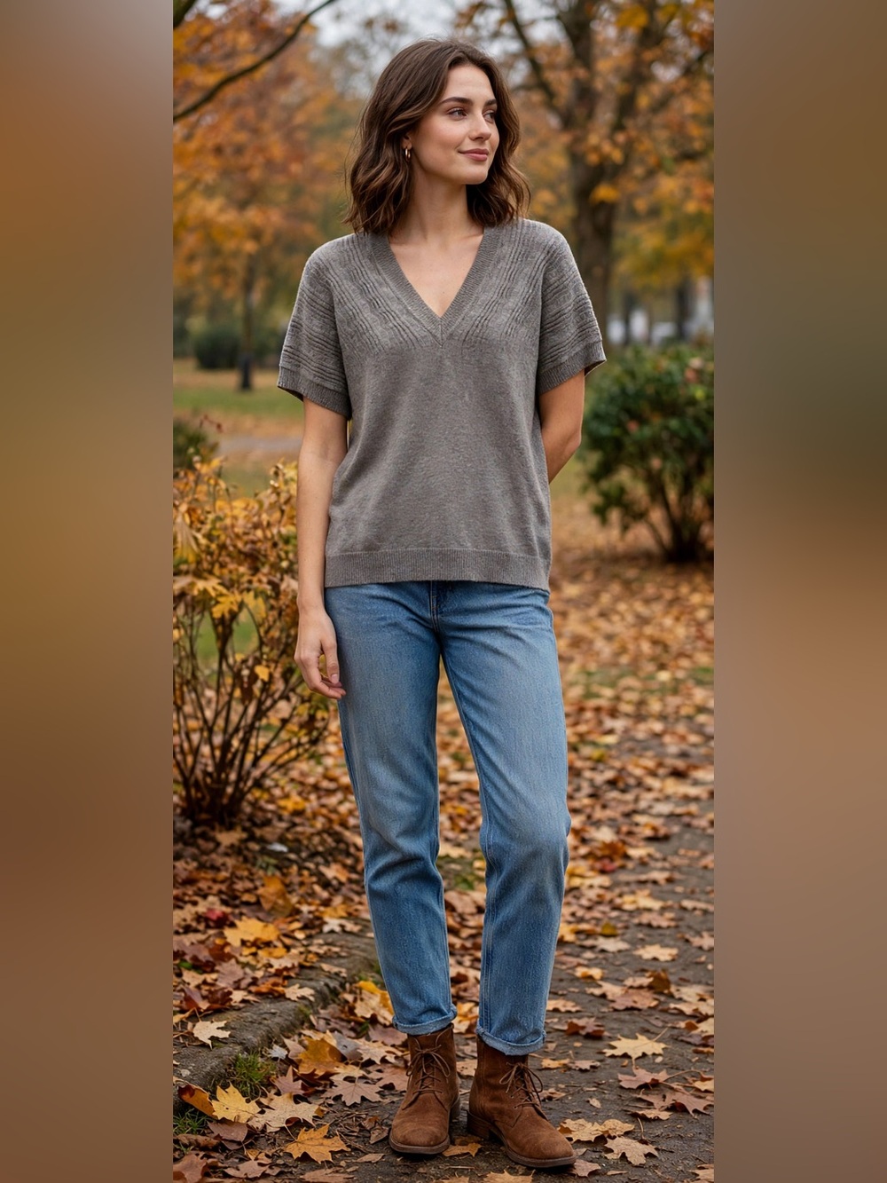 Banana Republic Gray V-Neck Cable Knit Sweater Size Medium